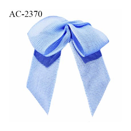 Noeud lingerie 30 mm haut de gamme en mousseline mate couleur bleu provence largeur 30 mm hauteur 40 mm prix à l'unité