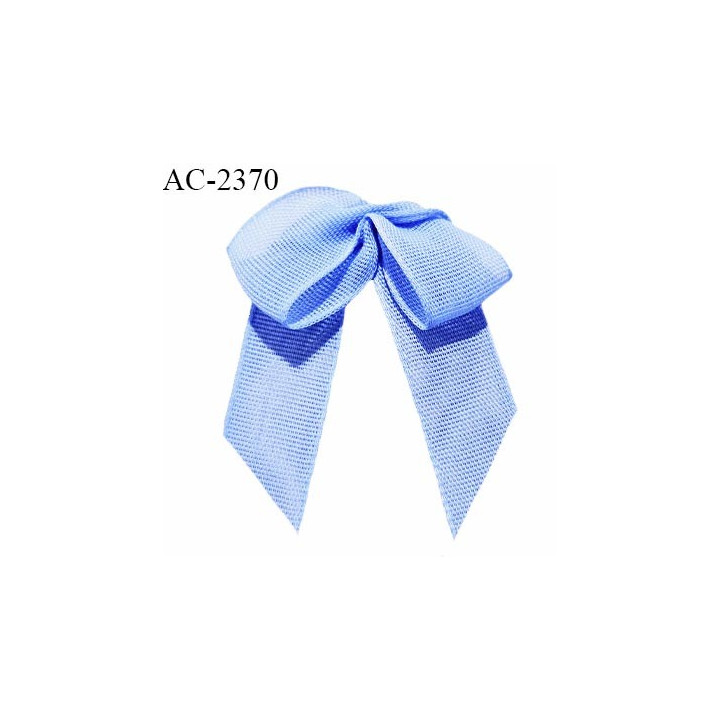 Noeud lingerie 30 mm haut de gamme en mousseline mate couleur bleu provence largeur 30 mm hauteur 40 mm prix à l'unité