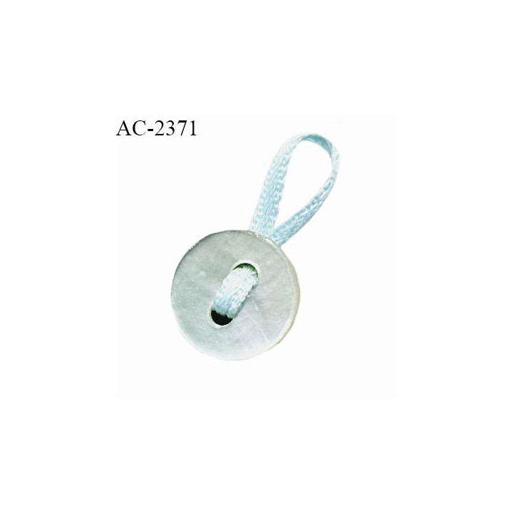 Attache lingerie 15 mm haut de gamme noeud en satin couleur bleu ciel hauteur 15 mm et bouton nacre diamètre 9 mm prix à l'unité