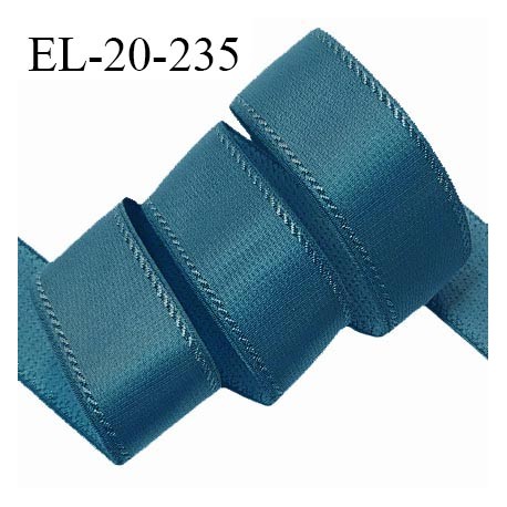 Elastique 19 mm lingerie haut de gamme couleur bleu cyprès doux au toucher allongement +30% largeur 19 mm prix au mètre
