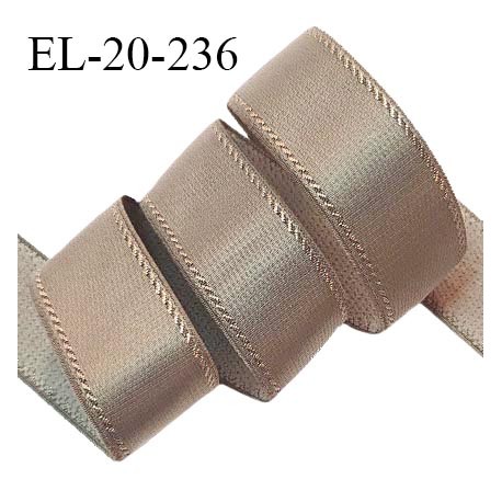 Elastique 19 mm lingerie haut de gamme couleur taupe doux au toucher allongement +30% largeur 19 mm prix au mètre