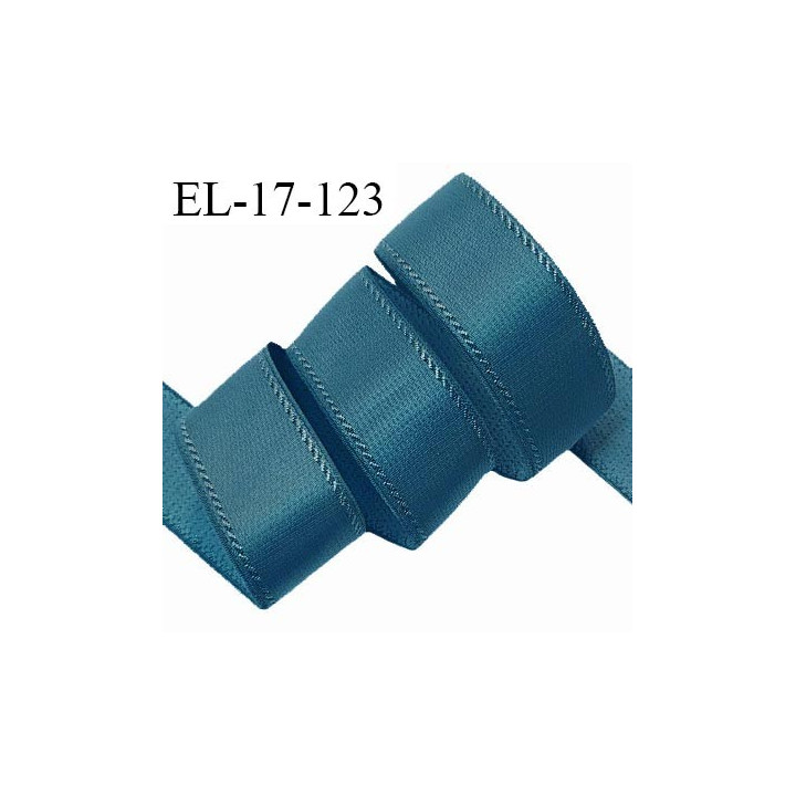 Elastique 16 mm bretelle et lingerie avec surpiqûres couleur bleu cyprès allongement +50% largeur 16 mm prix au mètre