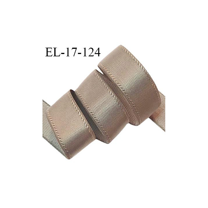 Elastique 16 mm bretelle et lingerie avec surpiqûres couleur taupe allongement +50% largeur 16 mm prix au mètre