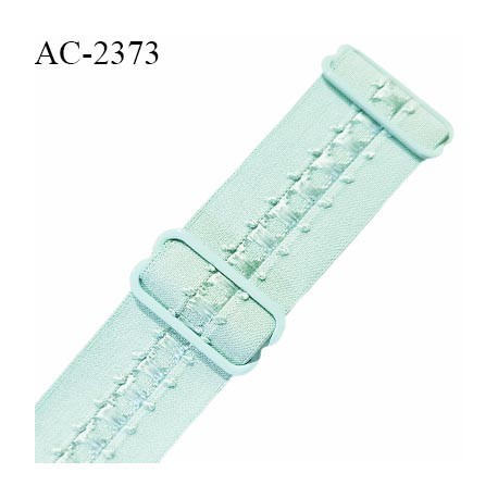 Bretelle lingerie SG 24 mm très haut de gamme couleur vert d'eau avec 2 barrettes largeur 24 mm longueur 37 cm