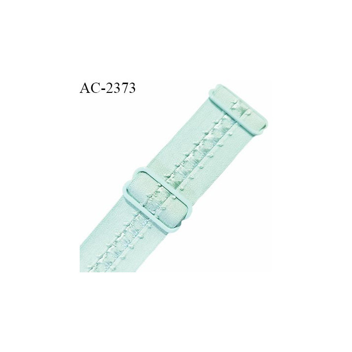 Bretelle lingerie SG 24 mm très haut de gamme couleur vert d'eau avec 2 barrettes largeur 24 mm longueur 37 cm