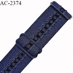 Bretelle lingerie SG 24 mm très haut de gamme couleur bleu marine avec 2 barrettes largeur 24 mm longueur 37 cm