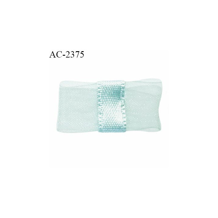 Noeud lingerie mousseline couleur vert d'eau haut de gamme largeur 25 mm hauteur 15 mm prix à l'unité