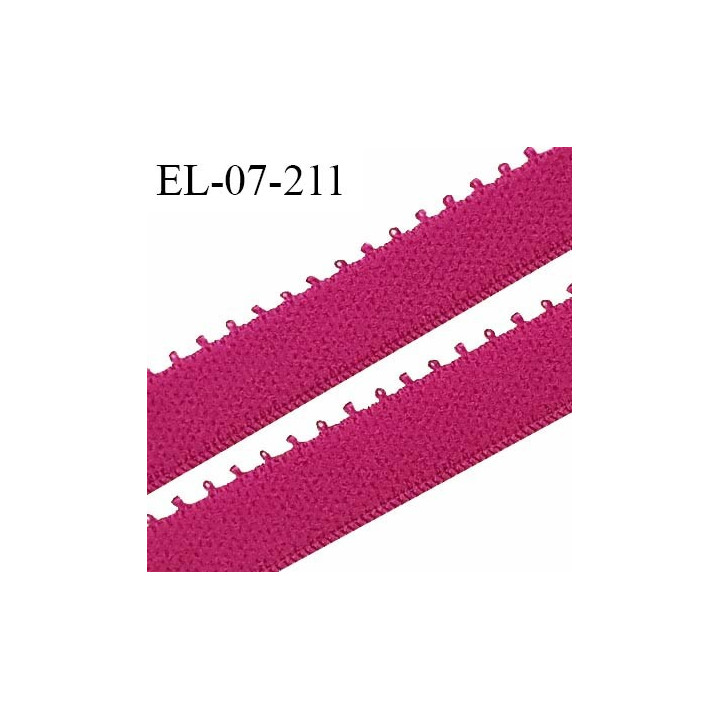 Elastique lingerie 7 mm haut de gamme couleur rose indien largeur 7 mm + 2 mm de picots allongement +190% prix au mètre
