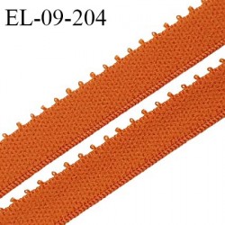 Elastique picot 9 mm lingerie couleur orange cuivrée largeur 9 mm haut de gamme allongement +190% prix au mètre