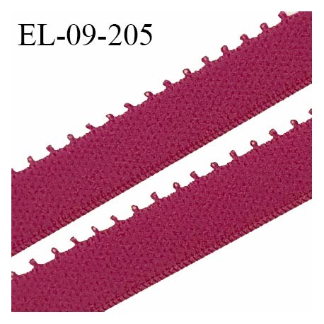 Elastique picot 9 mm lingerie couleur bordeaux ou grenat largeur 9 mm haut de gamme allongement +190% prix au mètre