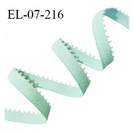 Elastique lingerie 7 mm haut de gamme couleur vert d'eau ou bleu tendre largeur 7 mm allongement +190% prix au mètre