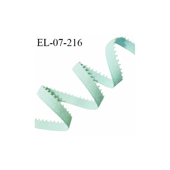 Elastique lingerie 7 mm haut de gamme couleur vert d'eau ou bleu tendre largeur 7 mm allongement +190% prix au mètre