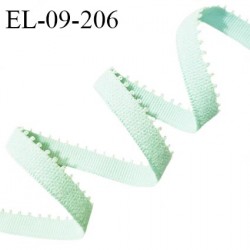 Elastique picot 9 mm lingerie couleur vert amande largeur 9 mm haut de gamme allongement +190% prix au mètre