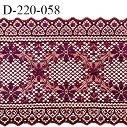 Dentelle 22 cm extensible couleur bordeaux ou grenat très haut de gamme largeur 22 centimètres très belle prix au mètre