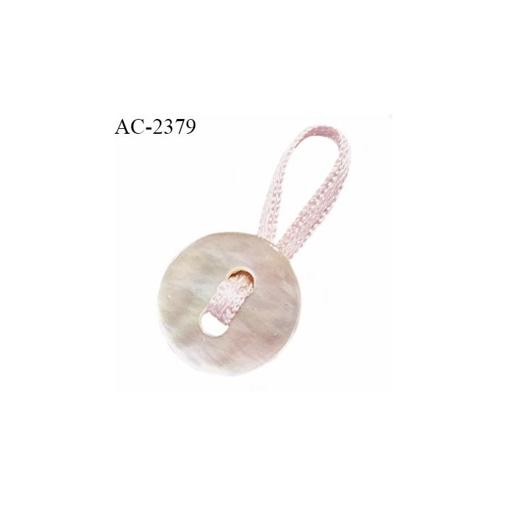 Attache lingerie 15 mm haut de gamme noeud en satin couleur rose dragée hauteur 15 mm et bouton nacre prix à l'unité