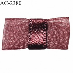 Noeud lingerie mousseline couleur bordeaux ou grenat haut de gamme largeur 25 mm hauteur 15 mm prix à l'unité