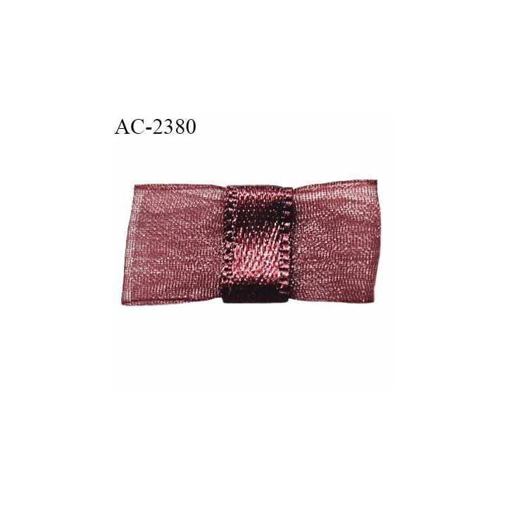 Noeud lingerie mousseline couleur bordeaux ou grenat haut de gamme largeur 25 mm hauteur 15 mm prix à l'unité