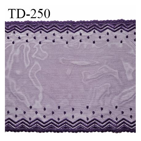 Dentelle broderie 21 cm très haut de gamme extensible largeur 21cm couleur violet très belle prix pour un mètre