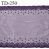 Dentelle broderie 21 cm très haut de gamme extensible largeur 21cm couleur violet très belle prix pour un mètre