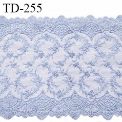 Dentelle broderie 18 cm extensible très haut de gamme largeur 18 cm couleur bleu ciel ou bleu provence prix pour un mètre