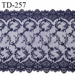 Dentelle broderie 21 cm non extensible très haut de gamme largeur 21 cm couleur bleu marine très belle prix pour un mètre