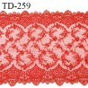 Dentelle broderie 21 cm non extensible très haut de gamme largeur 21 cm couleur rouge orangé très belle prix pour un mètre