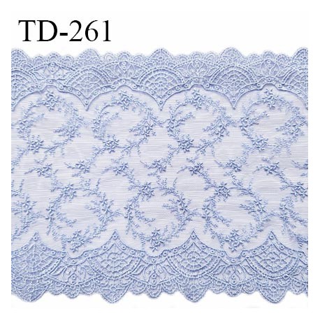 Dentelle broderie 18 cm non extensible très haut de gamme largeur 18 cm couleur bleu ciel ou provence prix pour un mètre