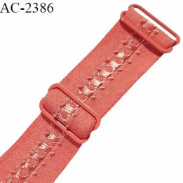 Bretelle lingerie SG 24 mm très haut de gamme couleur orange corail ou papaye avec 2 barrettes largeur 24 mm longueur 32 cm