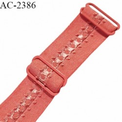 Bretelle lingerie SG 24 mm très haut de gamme couleur orange corail ou papaye avec 2 barrettes largeur 24 mm longueur 32 cm