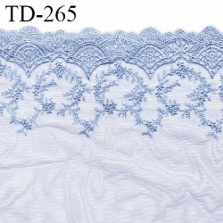 Dentelle broderie 23 cm extensible très haut de gamme largeur 23 cm couleur bleu ciel ou provence prix pour un mètre