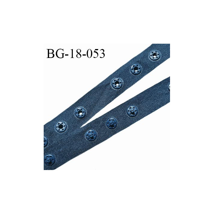 Bande pression agrafe 18 mm synthétique très solide couleur bleu pétrole prix au mètre