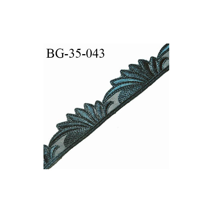 Galon guipure 35 mm décor ornement lingerie et bretelle ou autres broderie sur tulle couleur vert cyprès prix au mètre