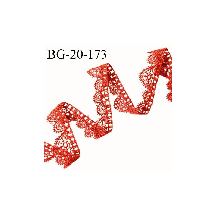 Galon ruban guipure 20 mm couleur rouge orangé largeur 20 mm prix au mètre