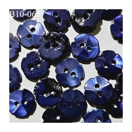 Bouton 10 mm haut de gamme couleur bleu marine brillant en forme de fleur 2 trous prix à la pièce