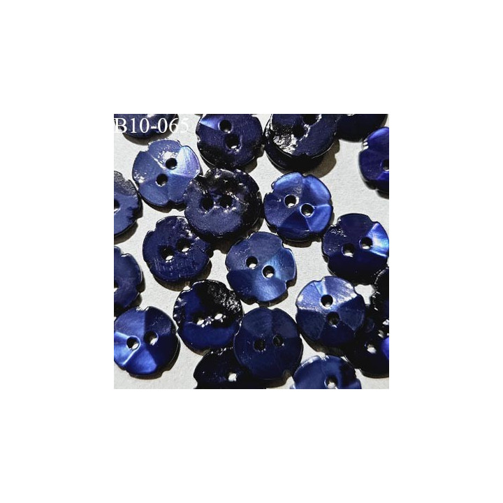 Bouton 10 mm haut de gamme couleur bleu marine brillant en forme de fleur 2 trous prix à la pièce