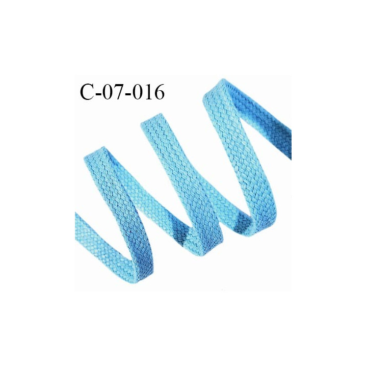 Cordon galon lacet tube largeur 7 mm couleur bleu turquoise prix au mètre