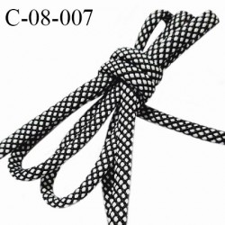 Cordon 8 mm très solide couleur noir et blanc diamètre 8 mm avec cordon intérieur de 4 mm prix au mètre