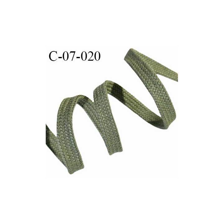 Cordon galon lacet tube largeur 6 mm couleur vert kaki prix au mètre