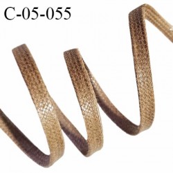 Cordon plat effet ciré lacet 5 mm très solide couleur marron clair prix au mètre