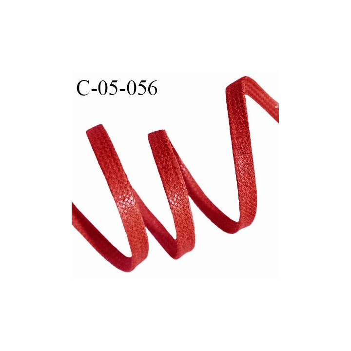 Cordon plat effet ciré 5 mm très solide couleur rouge prix au mètre