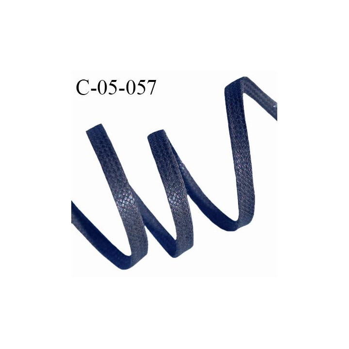 Cordon plat effet ciré 5 mm très solide couleur bleu marine foncé prix au mètre