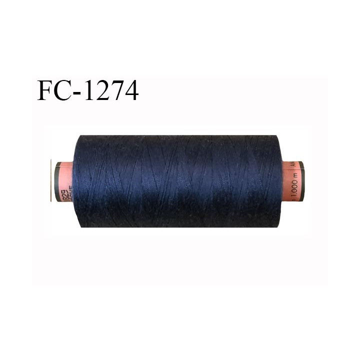 Bobine 1000 m fil Polyester n° 120 couleur violet foncé tirant sur le marine longueur 1000 mètres grande marque