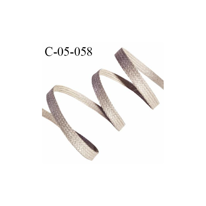 Cordon plat effet ciré 5 mm très solide couleur beige prix au mètre