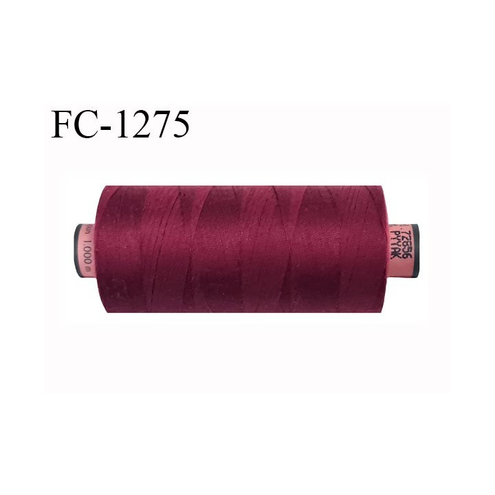 Bobine 1000 m fil Polyester n° 120 couleur bordeaux  longueur 1000 mètres grande marque