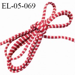 Cordon élastique 5 mm ou cache armature underwire casing galon lingerie et bain rayé blanc et rouge lycra extensible