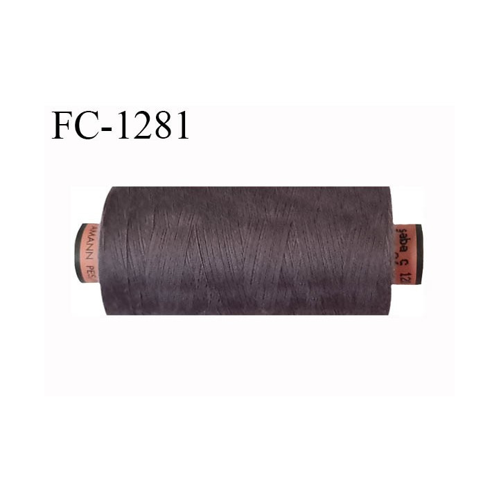 Bobine 1000 m fil Polyester n° 120 couleur taupe tirant l'égèrement sur l'aubergine longueur 1000 mètres grande marque