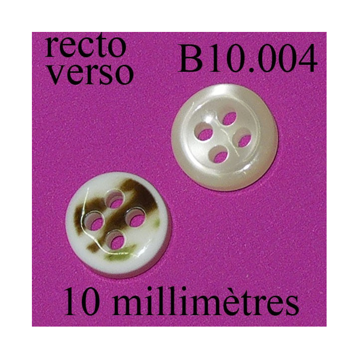 bouton 10 mm couleur marbré nacré 4 trous