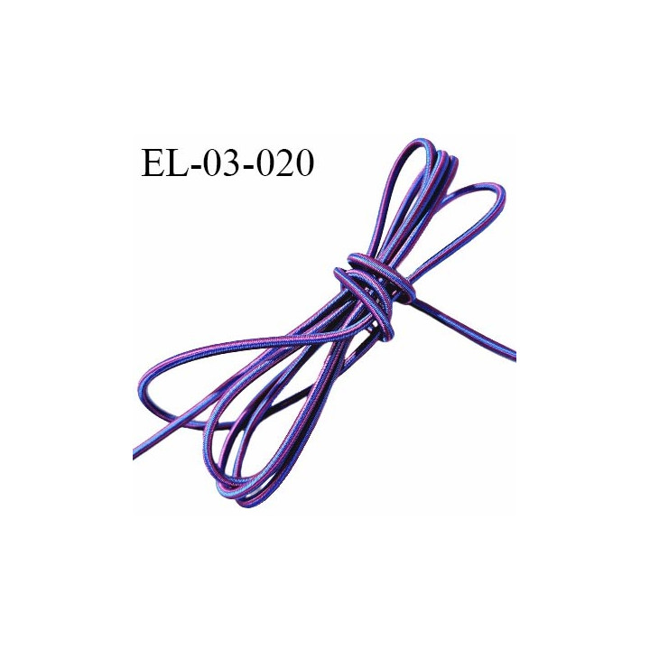 Elastique cordon 3 mm couleur bleu et fuschia diamètre 3 mm prix au mètre