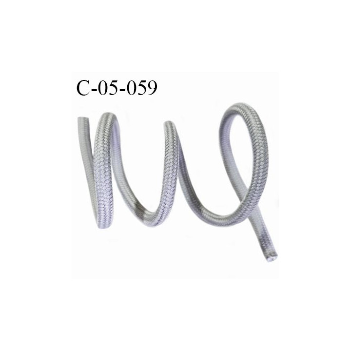 Cordon 5 mm très solide couleur gris diamètre 5 mm avec bouts soudés vendu en morceau de 50 cm