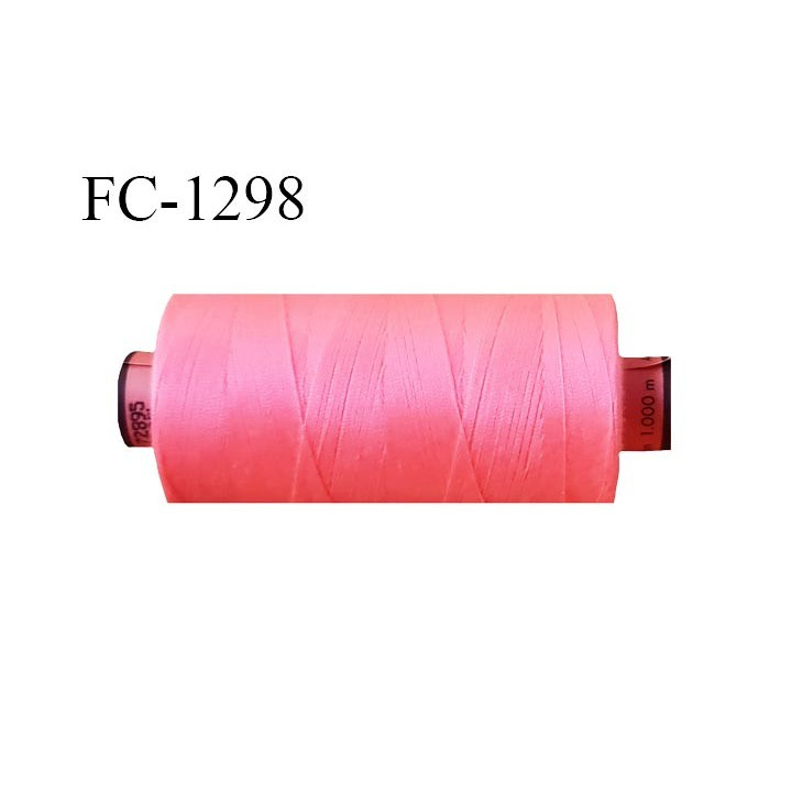 Bobine 1000 m fil Polyester n° 120 couleur corail tirant sur le fluo longueur 1000 mètres grande marque